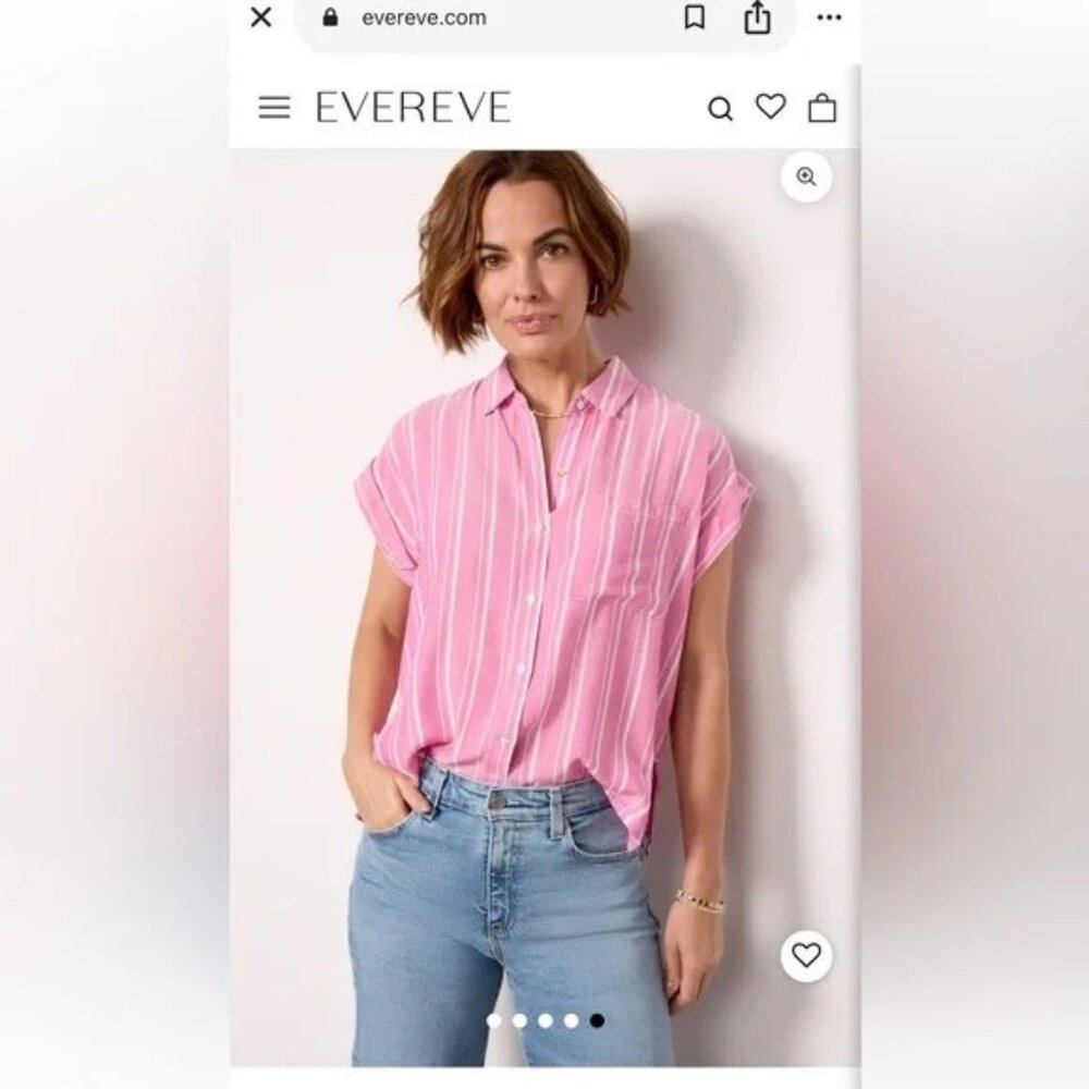 Rails Whitney Pink and White Striped Shirt Size Medium